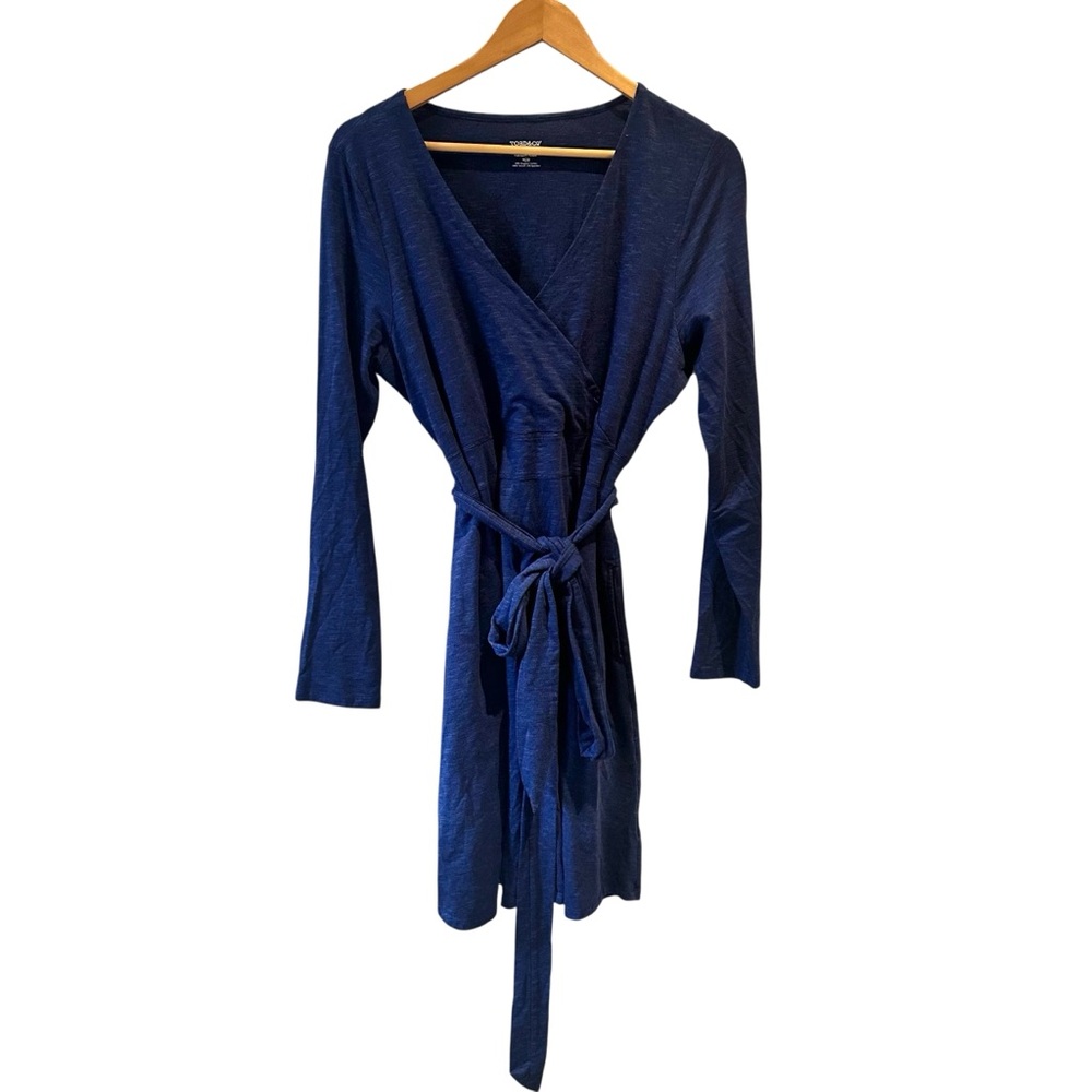 Toad & Co Wrap Dress Blue Size XL Organic Cotton